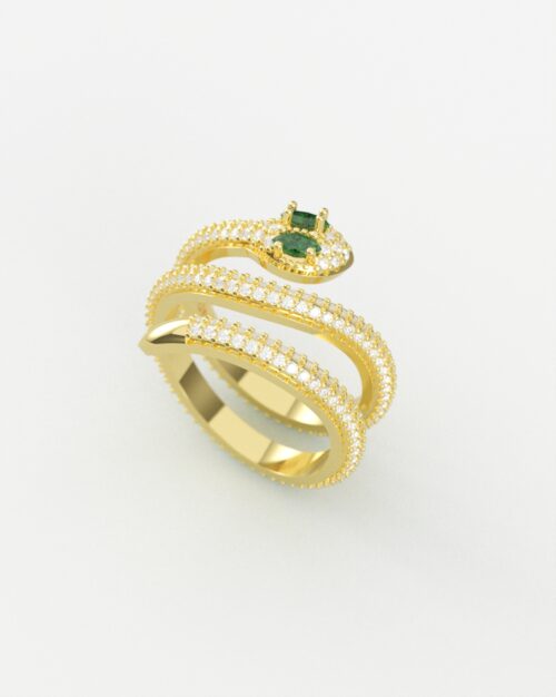 Snake Pave Ring Gold Vermeil