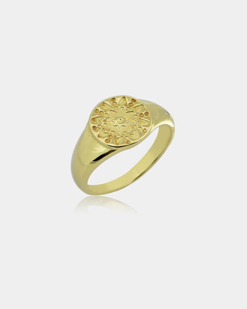 Sunflower Mini Signet Ring Gold Vermeil made from sterling silver 925 or gold k14