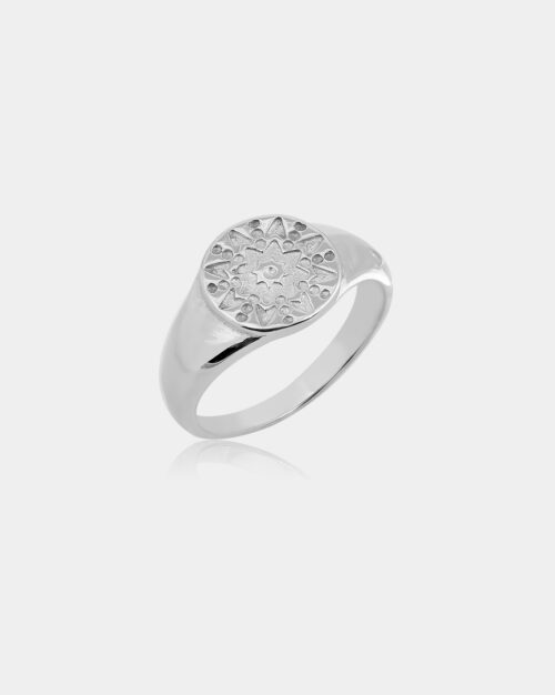 Sunflower Mini Signet Ring made from sterling silver 925 or white gold k14