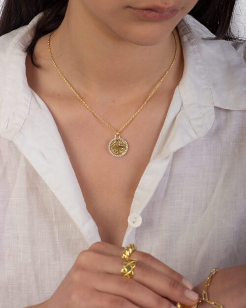 Byzantine Konstantinato Rounded Necklace Gold Vermeil