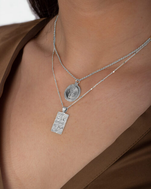 Byzantine Konstantinato Rectangle Necklace in combination with rose necklace