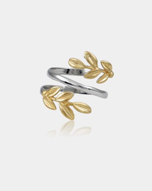 Ovate Leaves Ring Gold Vermeil