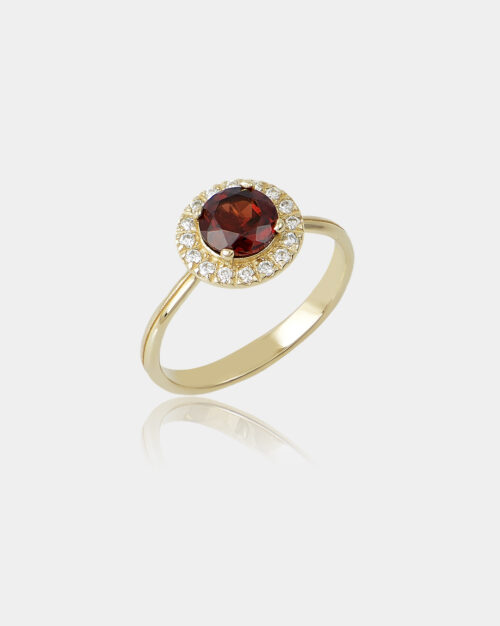 Fine Jewelry | Garnet Halo Ring Gold