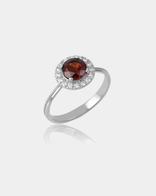 Fine Jewelry | Garnet Halo Ring White Gold
