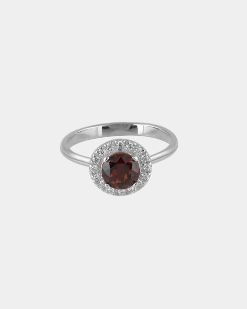 Fine Jewelry | Garnet Halo Ring White Gold