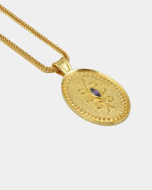 Byzantine Amethyst Necklace Gold Vermeil