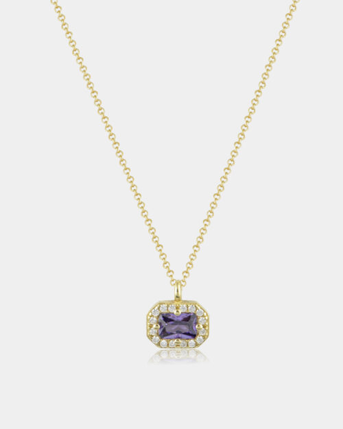 Basilica Amethyst Horizontal Halo Necklace Gold Vermeil