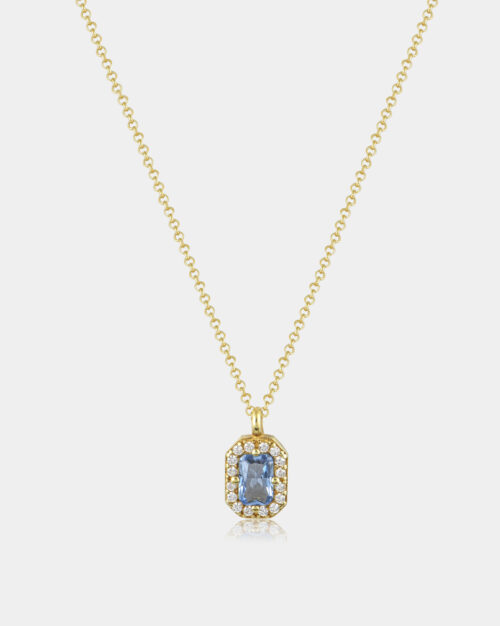 Basilica Topaz Vertical Halo Necklace Gold Vermeil