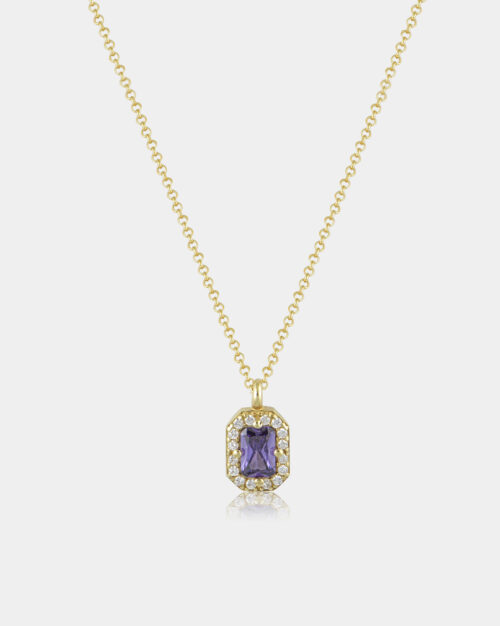 Basilica Amethyst Vertical Halo Necklace Gold Vermeil