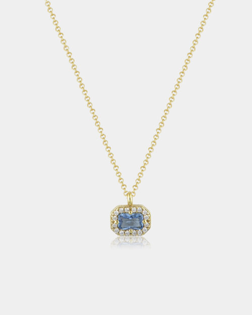 Basilica Topaz Horizontal Halo Necklace Gold Vermeil