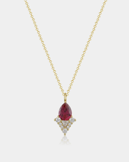 Queen's Ruby Semi Halo Necklace Gold Vermeil