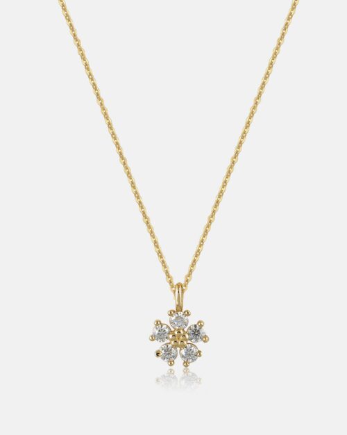 Moissanite Flower Necklace Gold