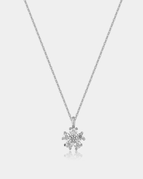 Moissanite Flower Necklace White Gold