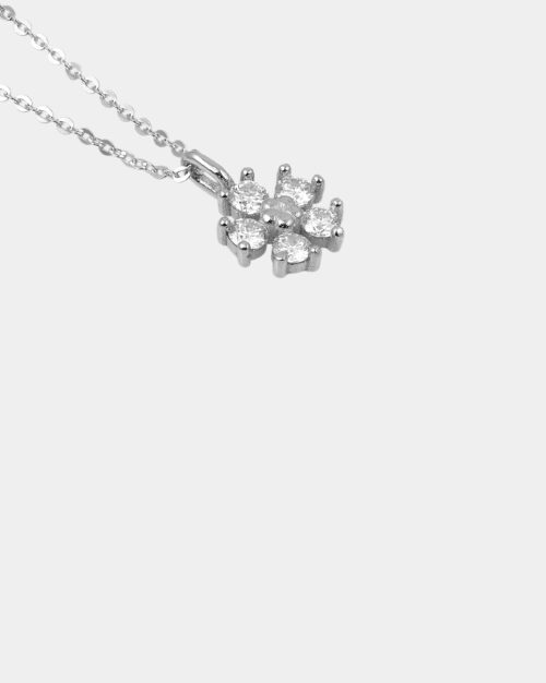 Moissanite Flower Necklace White Gold