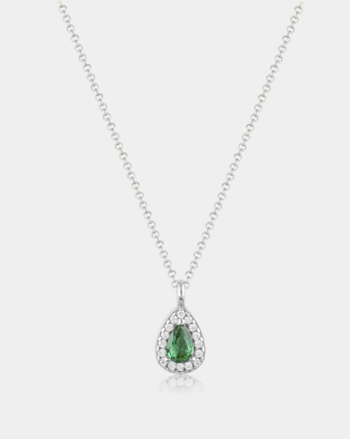 Basilica Emerald Pear Halo Necklace