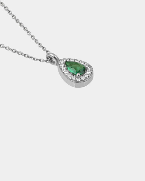 Basilica Emerald Pear Halo Necklace