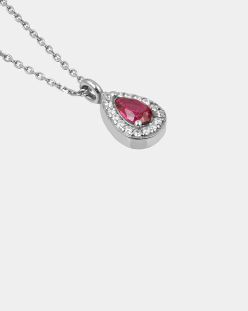 Basilica Ruby Pear Halo Necklace