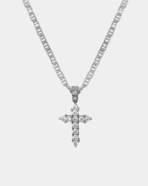 Pave Cross Triangle Necklace