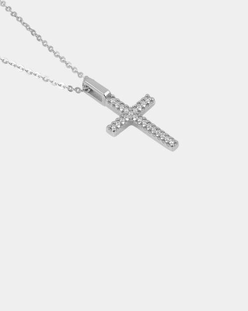 Diamond Pave Cross White Gold