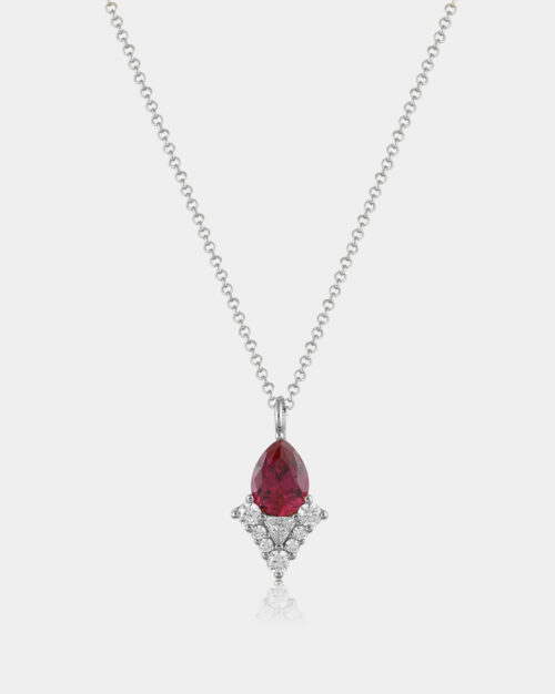 Queen's Ruby Semi Halo Necklace