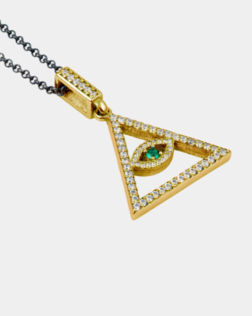 New Order Pyramid Eye Necklace Gold Vermeil