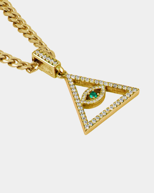 New Order Pyramid Eye Necklace Gold Vermeil