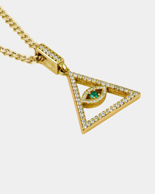 New Order Pyramid Eye Necklace Gold Vermeil