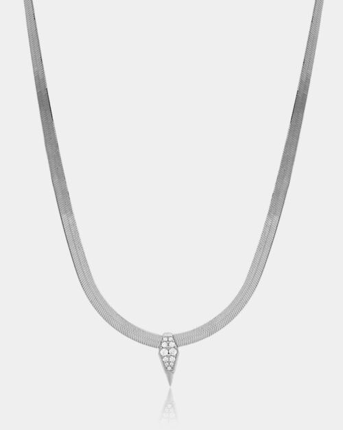 Pave Spike X Serpent Chain made from platinum plated sterling silver 925