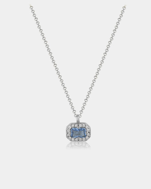 Basilica Topaz Horizontal Halo Necklace