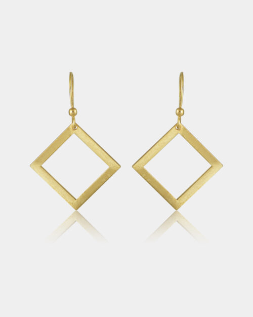 Twisted Square Scratchy Matte Earrings Gold Vermeil made from sterling silver 925 or gold k14