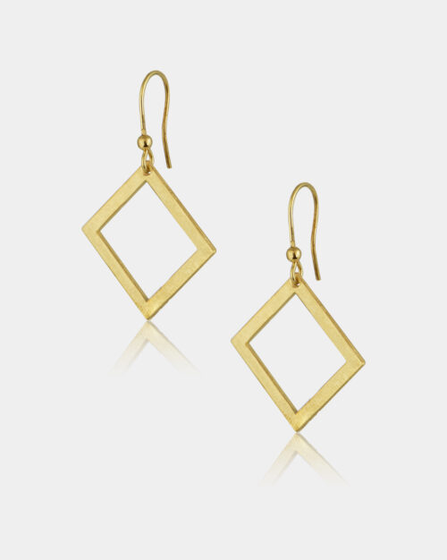 Twisted Square Scratchy Matte Earrings Gold Vermeil made from sterling silver 925 or gold k14