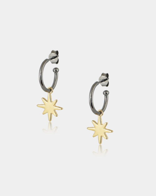 Black N' Gold North Star Hoops Earrings Gold Vermeil made from sterling silver 925