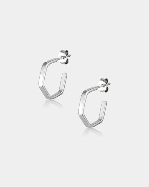 Hexagon Minimal Earrings made from sterling silver 925 or white 14k gold