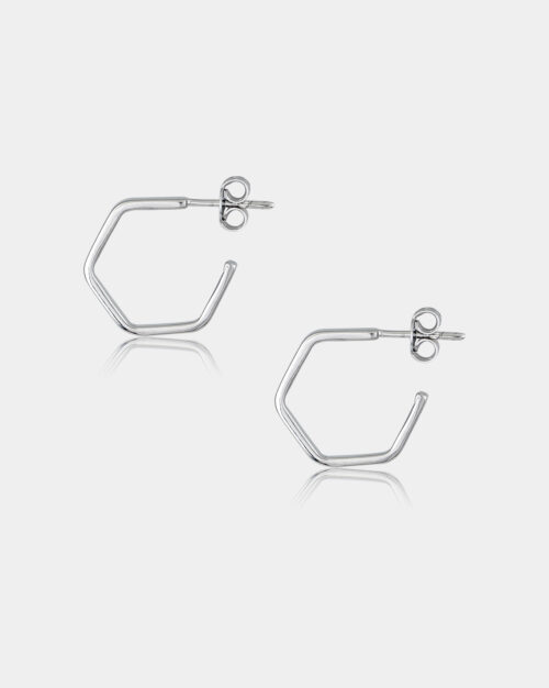 Hexagon Minimal Earrings made from sterling silver 925 or white 14k gold