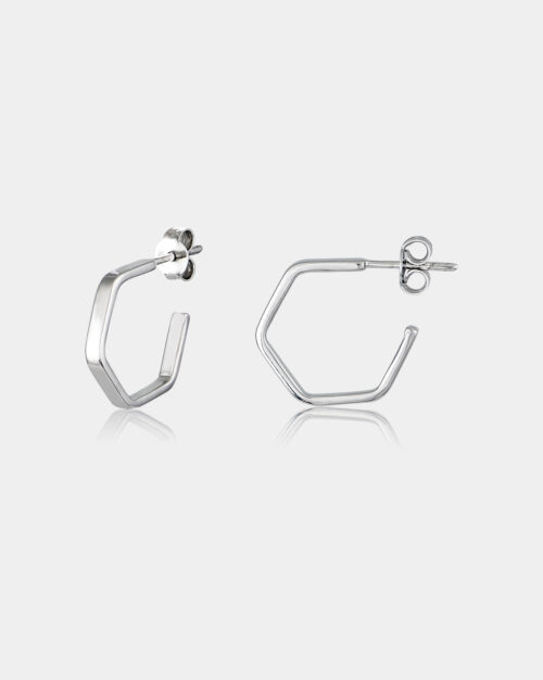 Hexagon Minimal Earrings made from sterling silver 925 or white 14k gold