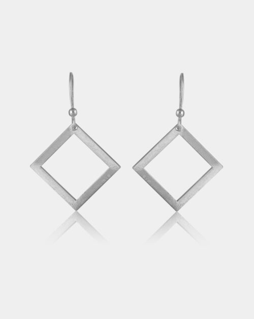 Twisted Square Scratchy Matte Earrings made from platinum plated sterling silver 925 or white gold k14