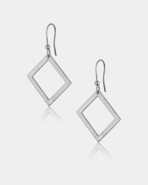 Twisted Square Scratchy Matte Earrings made from platinum plated sterling silver 925 or white gold k14