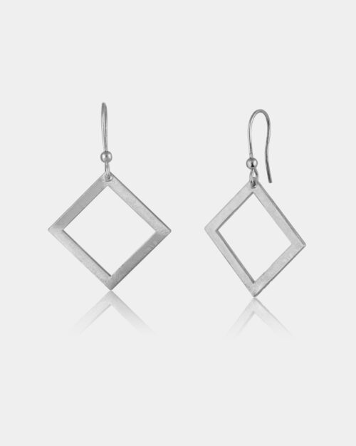 Twisted Square Scratchy Matte Earrings made from platinum plated sterling silver 925 or white gold k14