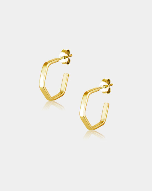 Hexagon Minimal Earrings Gold Vermeil made from sterling silver 925 or yellow 14k gold