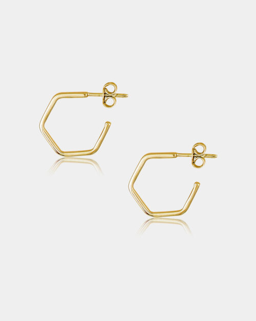 Hexagon Minimal Earrings Gold Vermeil made from sterling silver 925 or yellow 14k gold