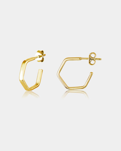 Hexagon Minimal Earrings Gold Vermeil made from sterling silver 925 or yellow 14k gold