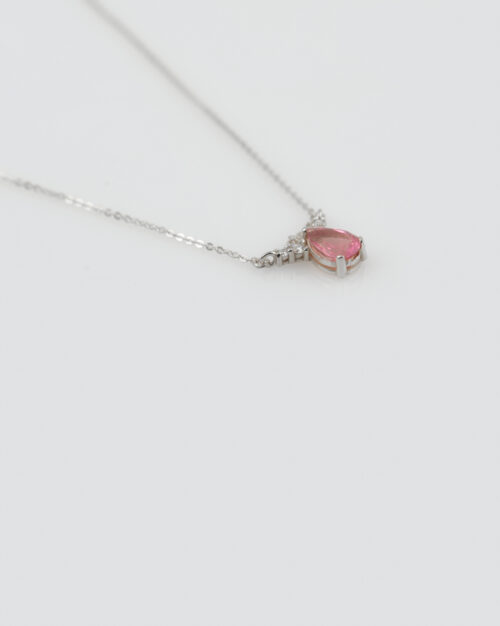 Drop Tourmaline X Diamonds Vintage Necklace Gold made from white gold k14 along with natural diamonds and pink tourmaline