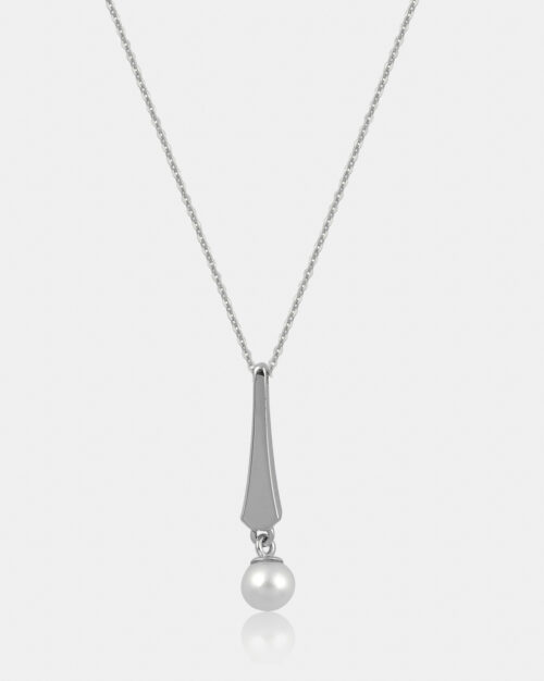 Hanging Pearl Necklace Gold made from white gold 14 karat with pearl