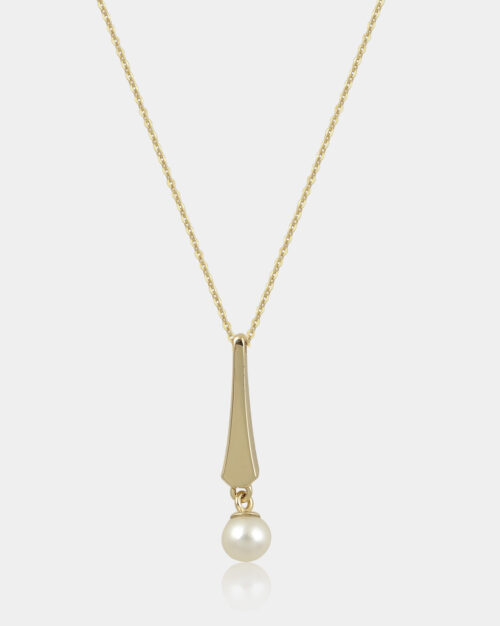 Hanging Pearl Necklace Gold made from yellow gold 14 karat with pearl