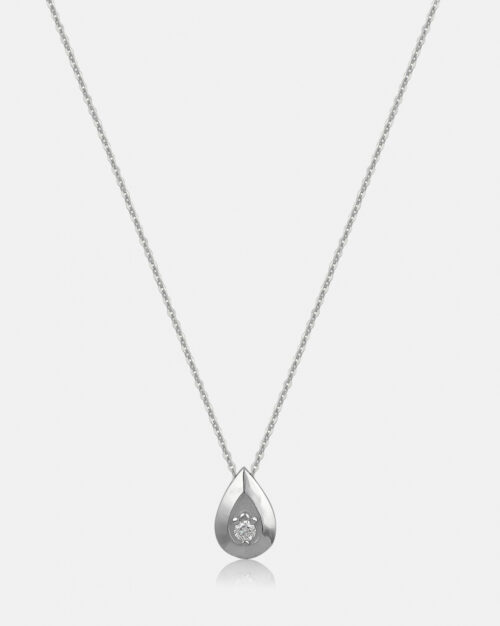Drop Diamond Necklace Gold with natural vs1 g colour diamond made from white gold 14 k