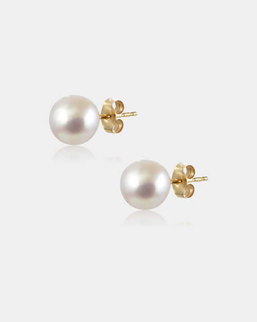 Pearl Stud Earrings Large Gold made from yellow gold 14k with pearls