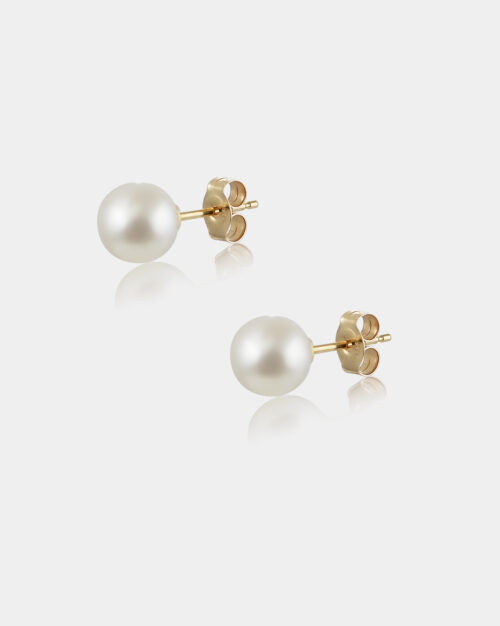 Pearl Stud Earrings Medium Gold made from yellow gold 14k with pearls