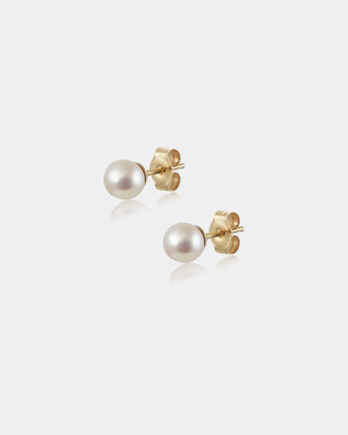 Pearl Stud Earrings Small Gold made from yellow gold 14k with pearls