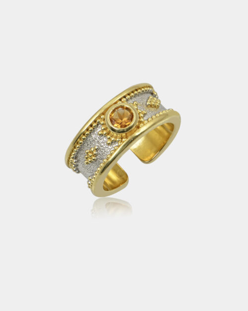 Byzantine Filigree Band Citrine White n' Gold