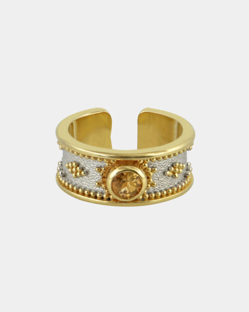 Byzantine Filigree Band Citrine White n' Gold